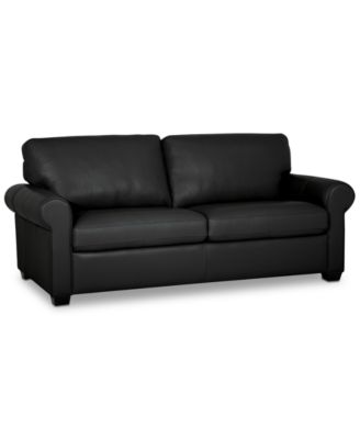Orid 77" Leather Roll Arm Apartment Sofa