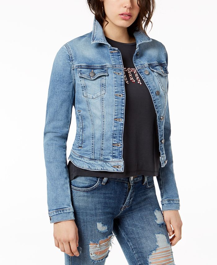 GUESS Cropped Denim Jacket - Macy's