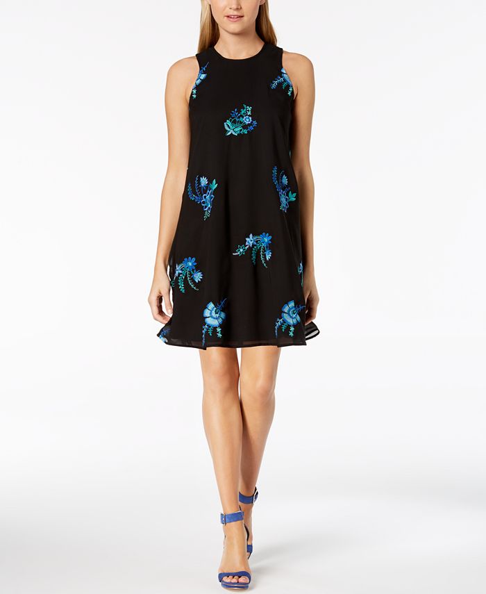 Calvin Klein Embroidered Trapeze Dress - Macy's