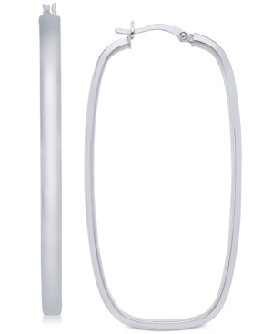 image of Large Rectangular Hoop Earrings in Sterling Silver