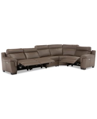 Furniture - Julius II 5-Pc. Leather Sectional Sofa With 3 Power Recliners, Power Headrests & USB Power Outlet