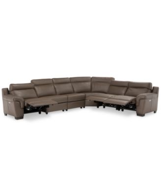 Furniture - Julius II 6-Pc. Leather Sectional Sofa With 3 Power Recliners, Power Headrests & USB Power Outlet