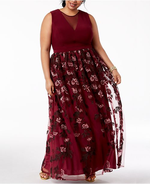 Morgan Company Trendy Plus Size Embroidered Gown Reviews Dresses Plus Sizes Macy S
