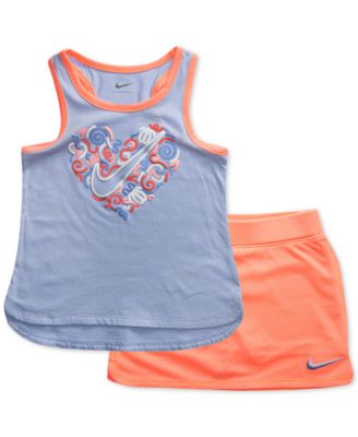 Nike - Little Girls 2-Pc. Heart-Print Tank Top & Scooter Skort Set