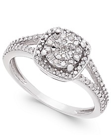 Cushion-Cut Diamond Promise Ring (1/4 ct. t.w.) in Sterling Silver  