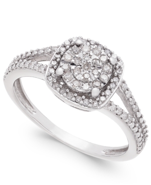 image of Cushion-Cut Diamond Promise Ring (1/4 ct. t.w.) in Sterling Silver