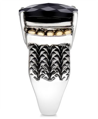 Eclipse by EFFY&reg; Onyx Statement Ring in Sterling Silver & 18k Gold