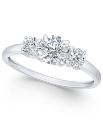 Arabella - 14k White Gold Ring, Cubic Zirconia Small Three Stone Ring (2-3/8 ct. t.w.)
