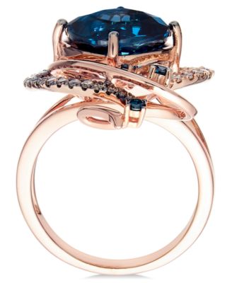Crazy Collection&reg; Deep Sea Blue Topaz™ (5-3/8 ct. t.w.) and Diamond (3/4 ct. t.w.) Ring in 14k Rose Gold