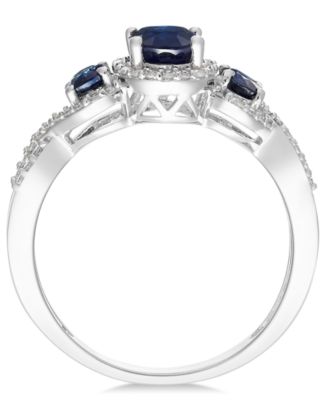 Sapphire (1-1/3 ct. t.w.) & Diamond (1/4 ct. t.w.) 3-Stone Ring in 14k Gold (Also in Ruby, Emerald & Tanzanite)