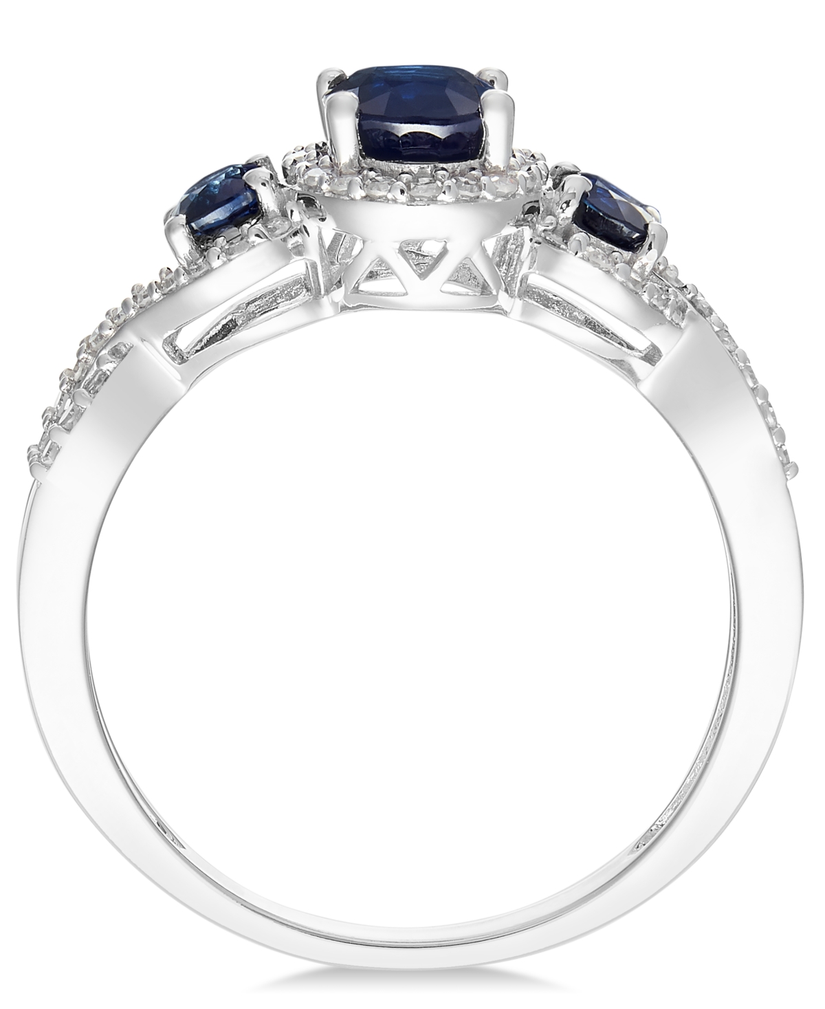 Shop Macy's Sapphire (1-1/3 Ct. T.w.) & Diamond (1/4 Ct. T.w.) 3-stone Ring In 14k Gold (also In Ruby, Emerald & In Sapphire,white Gold
