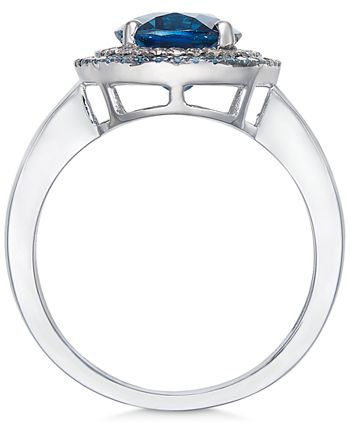 Macy's - London Blue Topaz (2-3/4 ct. t.w.), Blue and White Diamond (1/3 ct. t.w.) Oval Ring in 14k White Gold