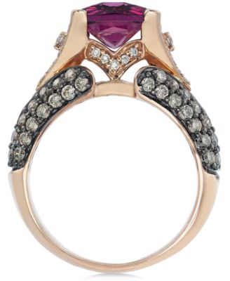 Raspberry Rhodolite® Garnet (3 ct. t.w.), Chocolate Diamonds® (1-1/5 ct. t.w.) and White Diamond Accent Ring in 14k Rose Gold (Also Available in 14K White Gold or 14K Gold)