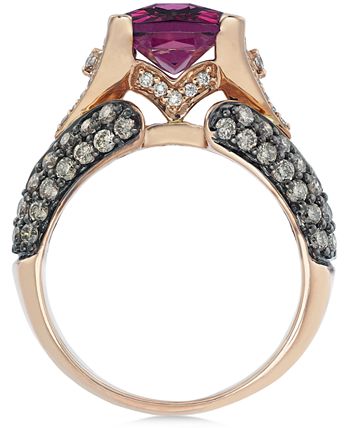 Le Vian - Raspberry Rhodolite Garnet (3 ct. tw.w.), Chocolate Diamond (1-1/5 ct. t.w.) and White Diamond Accent Ring in 14k Rose Gold