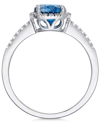 Macy's - London Blue Topaz (1-3/8 ct. t.w.) and Diamond (1/8 ct. t.w.) Ring in 14k White Gold
