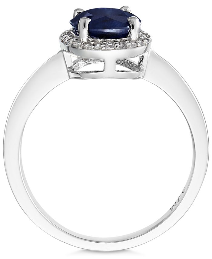 Macy's Sapphire and White Sapphire Oval Ring in 10k White Gold (2-1/4 ...