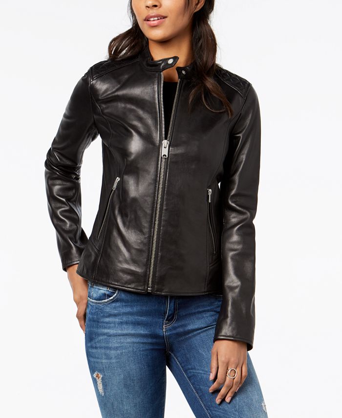 Marc New York Quilted Leather Moto Jacket - Macy's