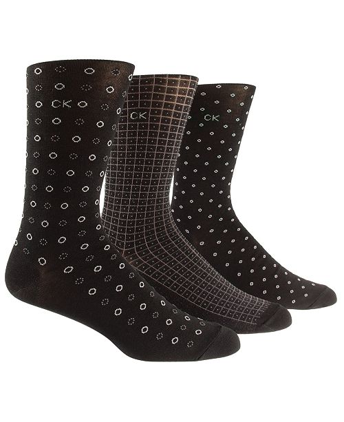 Calvin Klein Men's 3Pk. Patterned Crew Socks & Reviews Socks Men