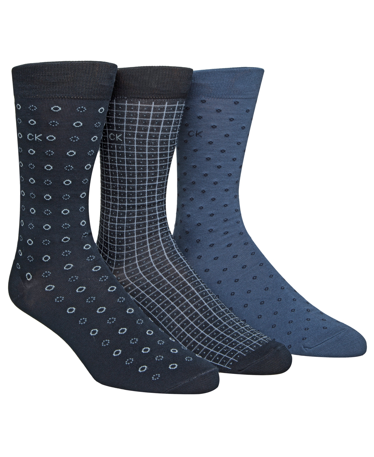Men's 3-Pk. Patterned Crew Socks - Navy