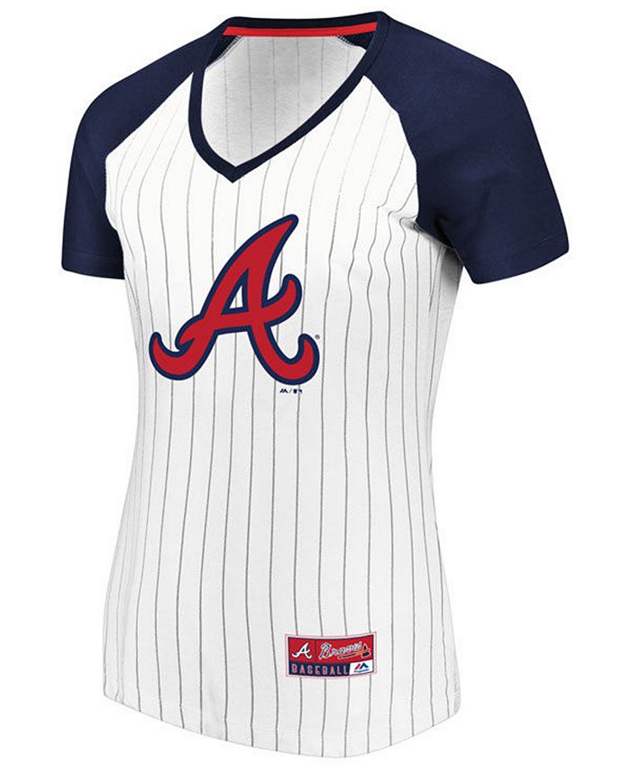 New Era Women's Atlanta Braves Pinstripe V-Neck T-Shirt - Macy's