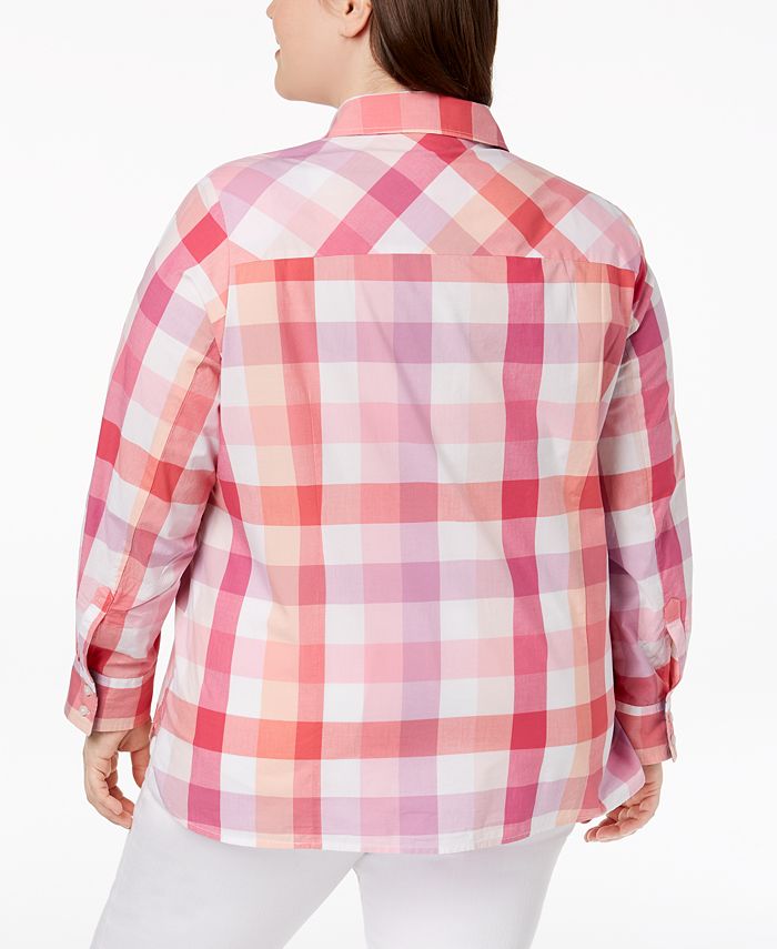 Tommy Hilfiger Plus Size Cotton Plaid Shirt, Created for Macy's - Macy's