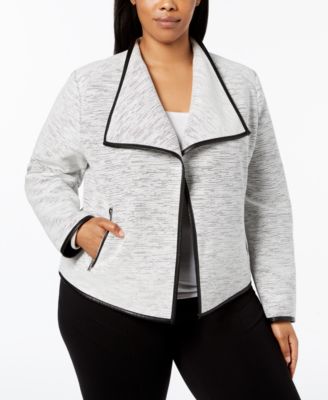 Calvin Klein Plus Size Line-Detail Flyaway Jacket Macy's