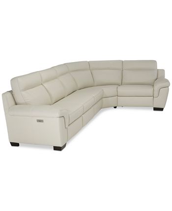 Furniture - Julius II 5-Pc. Leather Sectional Sofa With 2 Power Recliners, Power Headrests & USB Power Outlet