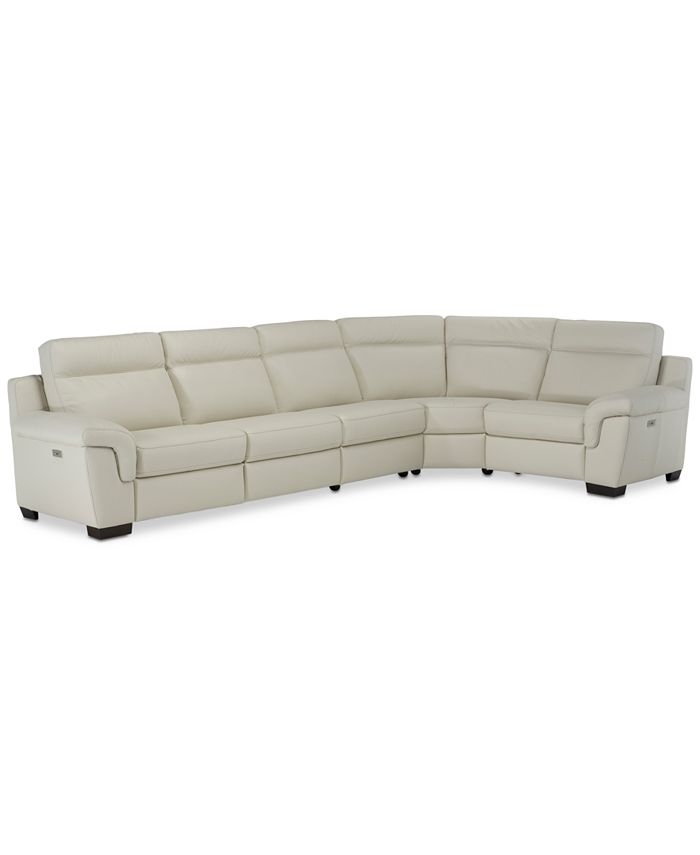 Furniture Julius II 5Pc. Leather Sectional Sofa With 3 Power Recliners