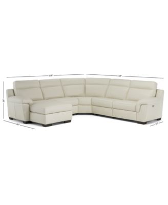 CLOSEOUT! Julius II 5-Pc. Leather Chaise Sectional Sofa With 1 Power Recliner, Power Headrest & USB Power Outlet