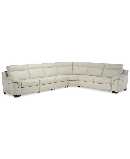 Julius Ii 6 Pc Leather Chaise Sectional, Nevio 6 Pc Leather Sectional Sofa With Chaise