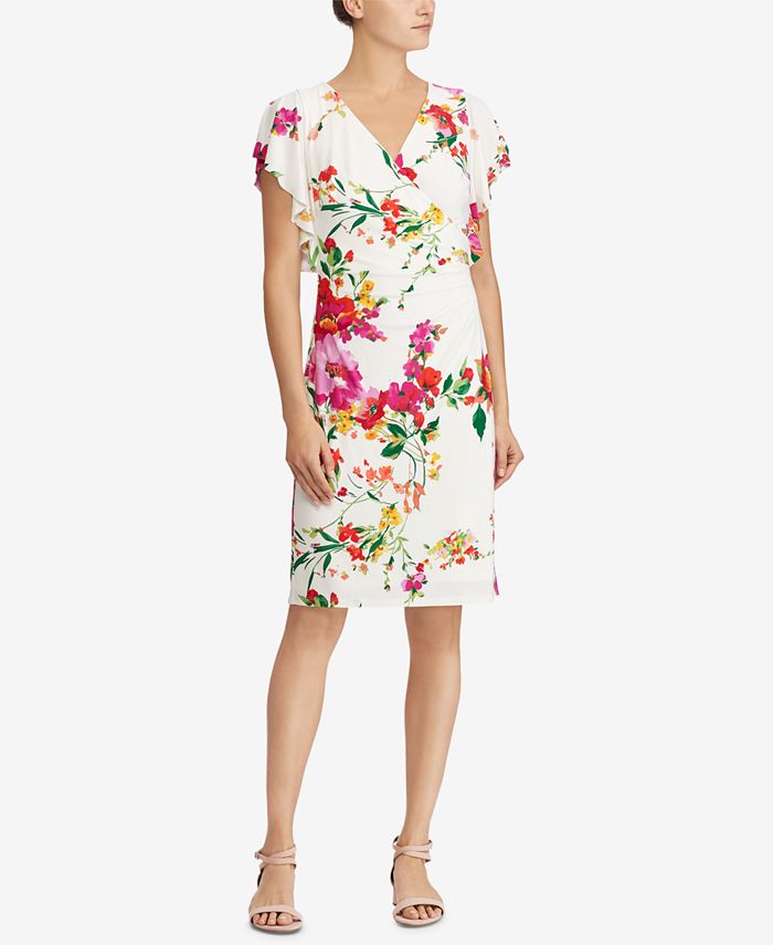 Lauren Ralph Lauren Floral Flutter-Sleeve Dress & Reviews - Dresses - Women  - Macy's