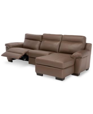 CLOSEOUT! Julius II 3-Pc. Leather Sectional Sofa With 1 Power Recliner, Power Headrests, Chaise And USB Power Outlet