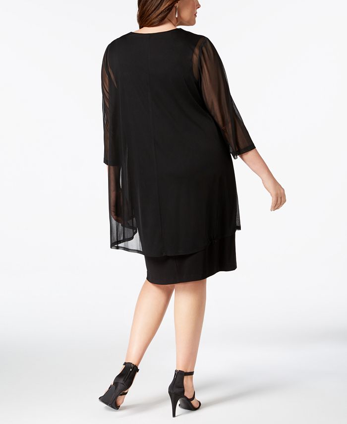 Connected Plus Size Lace & Sheer Jacket Dress Macy's
