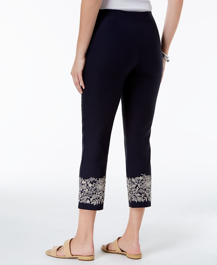 Charter Club Tummy-Control Embroidered Capri Pants, Created for Macy's ...