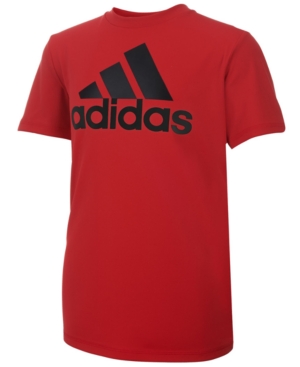 Shop Adidas Originals Big Boys Short Sleeve Aeroready Performance Logo T-shirt In Scarlet