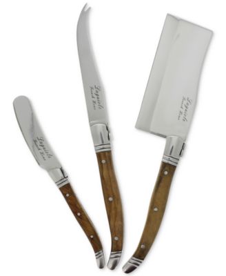 Laguiole Connoisseur Olive Wood Cheese Knife Set, 3 Piece.
