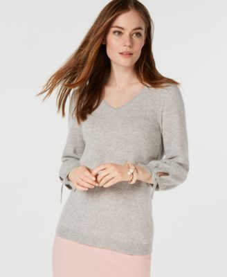 Charter Club Pure Cashmere V Neck Tie Sleeve Sweater in Regular Petite Sizes Created for Macy s Macy s