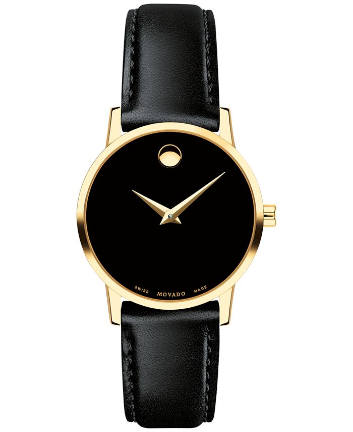 Movado - Women's Swiss Museum Classic Black Leather Strap Watch 28mm