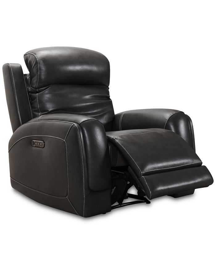 Furniture CLOSEOUT! Winterton Leather Power Recliner With Power Headrest, Lumbar And USB Power
