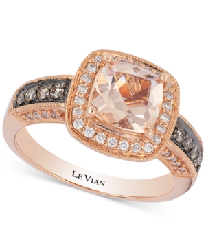 image of Le Vian Peach Morganite (1 ct. t.w.) & Diamond (1/3 ct. t.w.) Ring in 14k Rose Gold