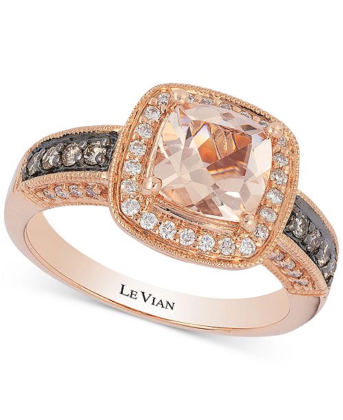 Le Vian Peach Morganite 1 Ct T W Diamond 1 3 Ct T W Ring
