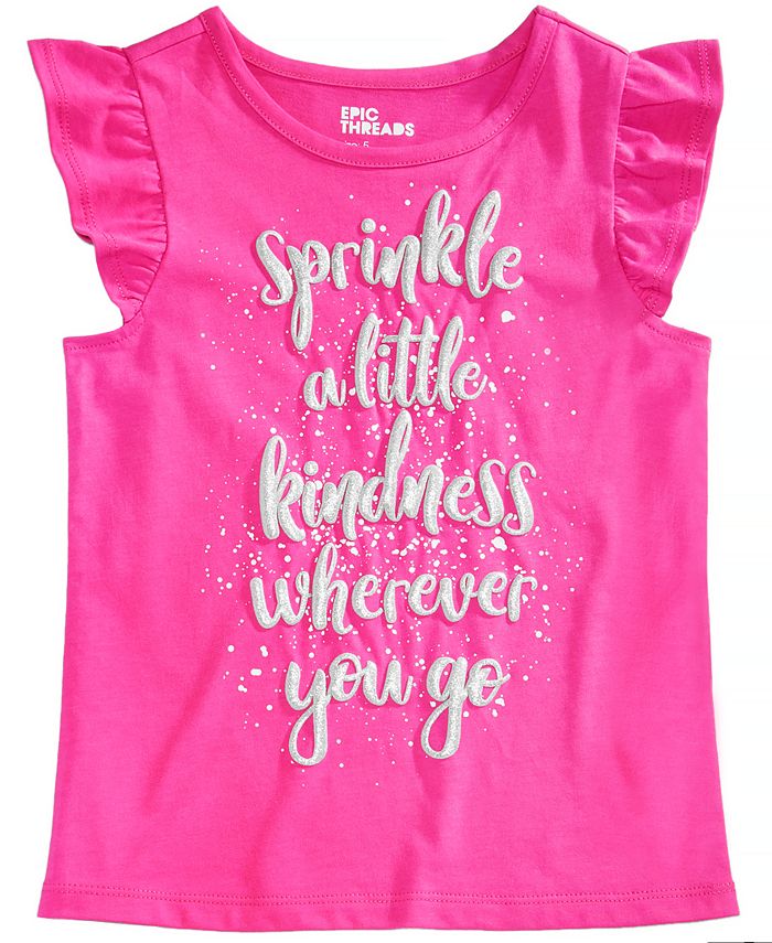 Epic Threads Little Girls Flutter-Sleeve Graphic-Print T-Shirt, Created ...