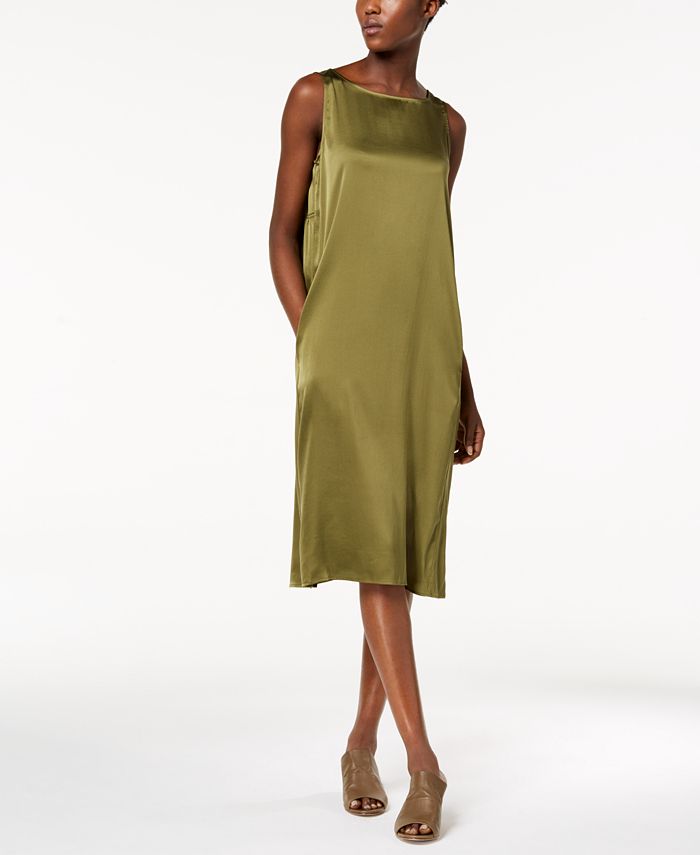 Eileen fisher bateau deals neck silk dress