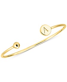Initial Elle Cuff Bangle Bracelet in 14K Gold-Plated Sterling Silver