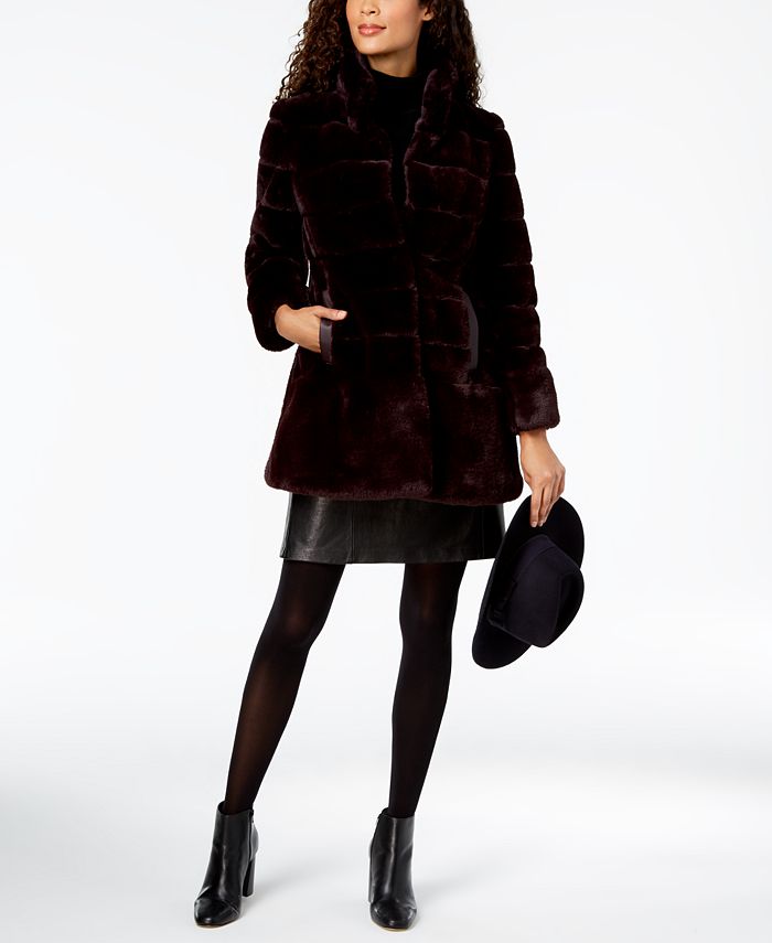 Stand Collar Faux Fur Coat Reviews, Jones New York Petite Stand Collar Faux Fur Coat