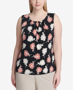 CALVIN KLEIN PLUS SIZE PRINTED PLEATED SHELL