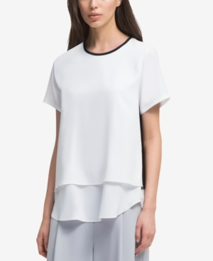 DKNY LAYERED-LOOK COLORBLOCKED TOP