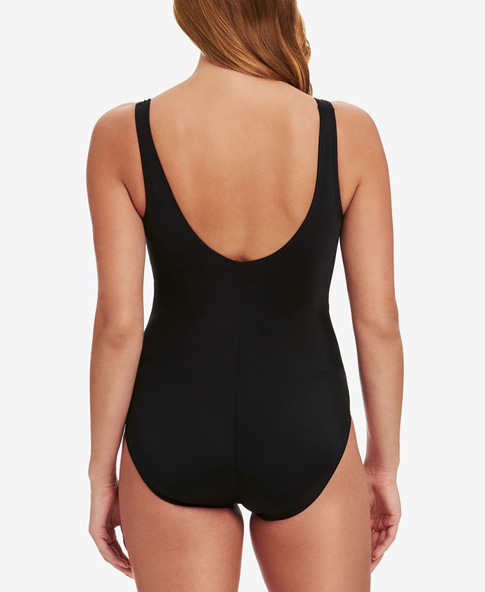 Swim Solutions Contrast Trim One Piece Swimsuit, $79, Macy's