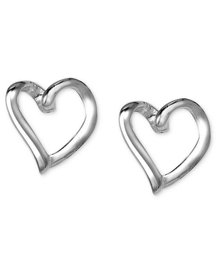 Unwritten Open Heart Stud Earrings in Sterling Silver & Reviews ...