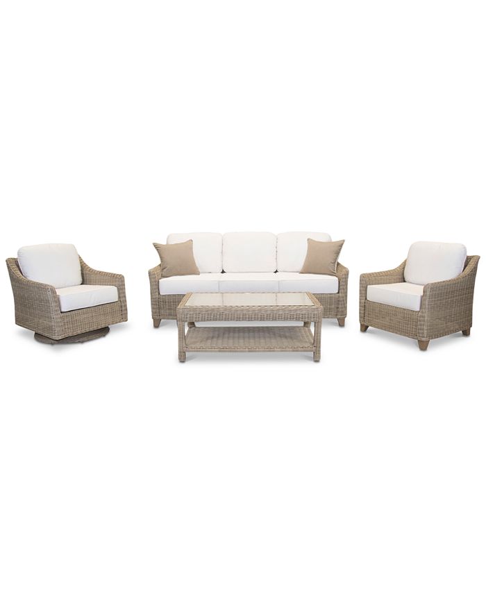 Furniture Willough Outdoor 4Pc. Set (1 Sofa, 1 Club Chair, 1 Swivel Glider & 1 Coffee Table